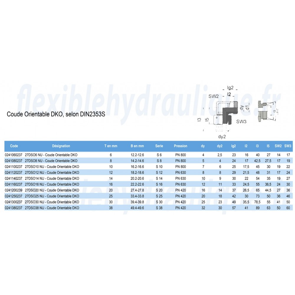 27DSO20 NU-Coude Orientable 20SFiche Technique