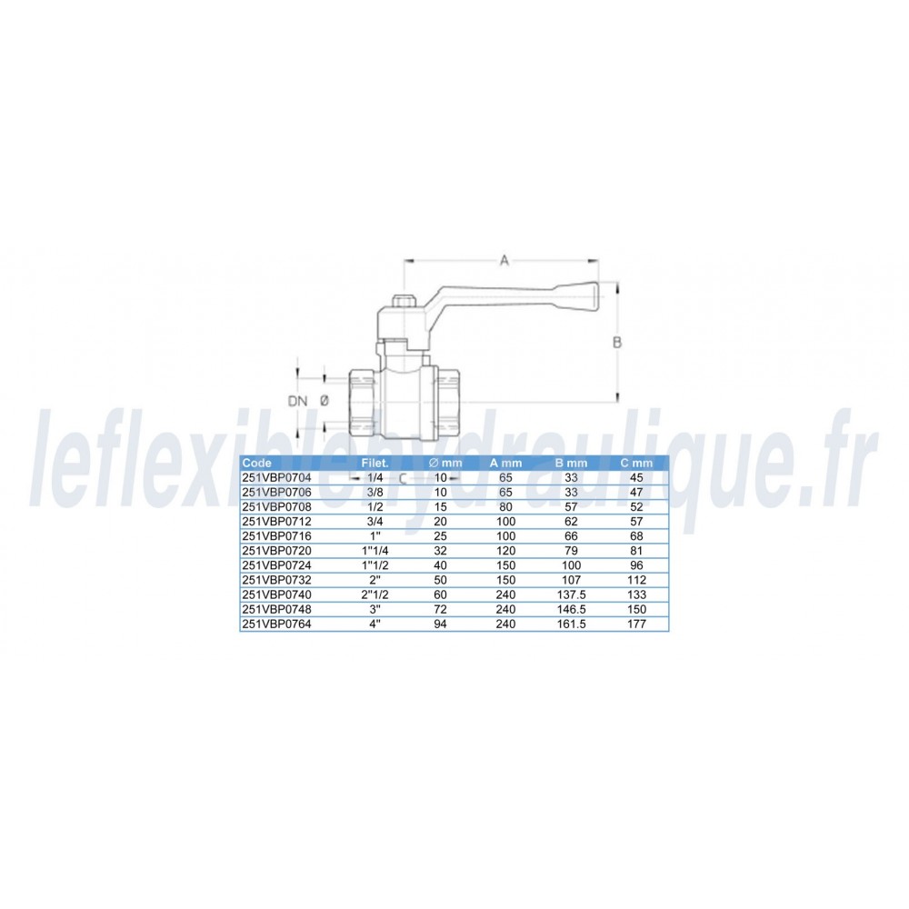 Vanne 2Voies 3/8 BPFiche Technique