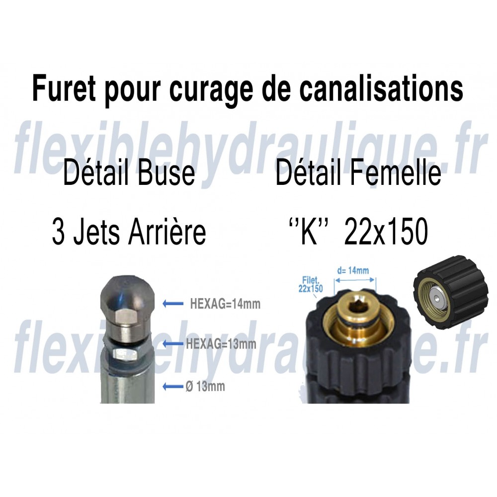 FURET 10M avec Buse et Femelle 22x150Détail produit 1