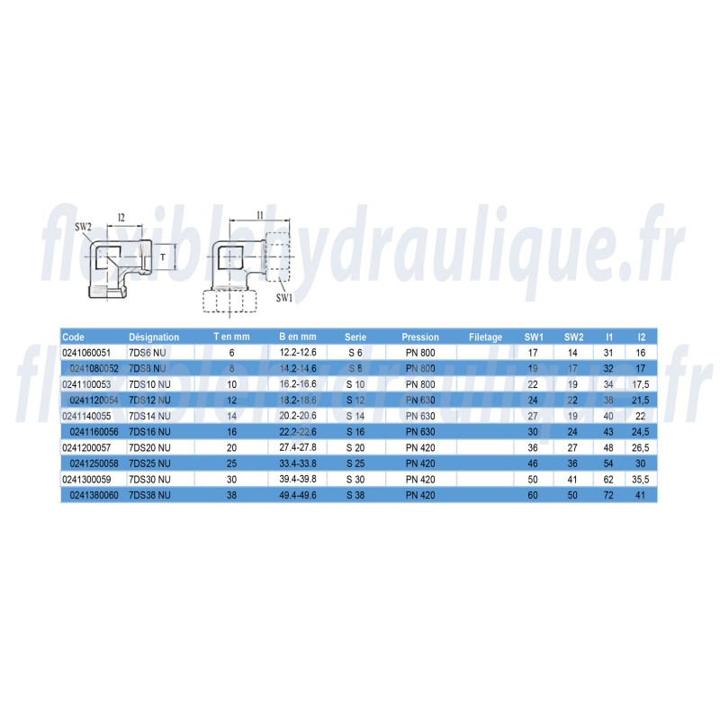 7DS14 NU - Coude Union 14S-Fiche Technique